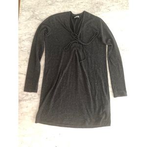 REFORMATION Grey lace-up dress